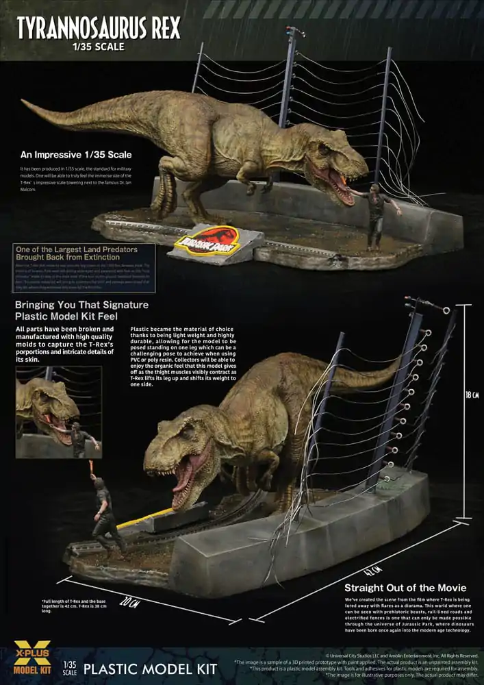 Jurassic Park Plastic Model Kit 1/35 Tyrannosaurus Rex 42 cm - Plastikowy Model do Składania zdjęcie produktu