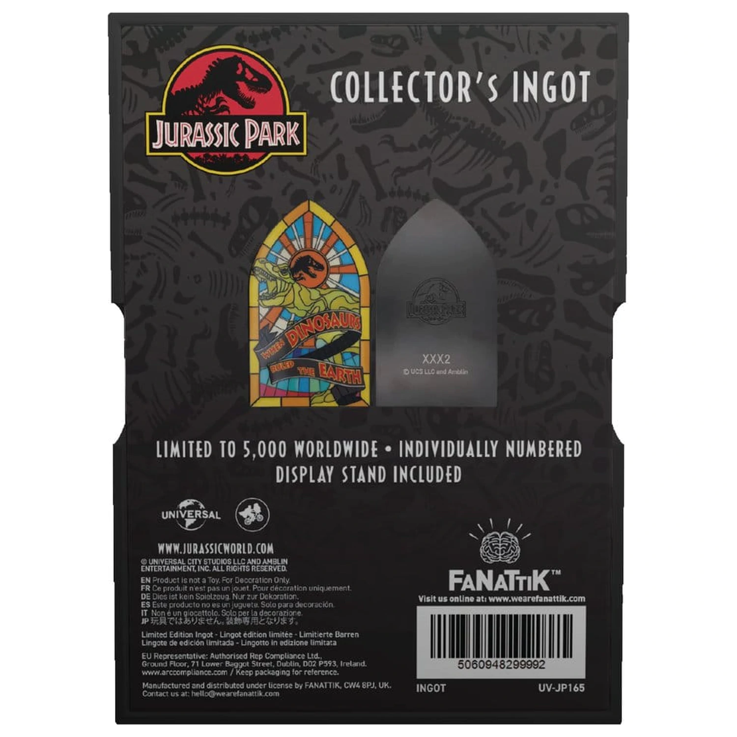Jurassic Park Ingot Stained Glass Style Metal 11 cm zdjęcie produktu