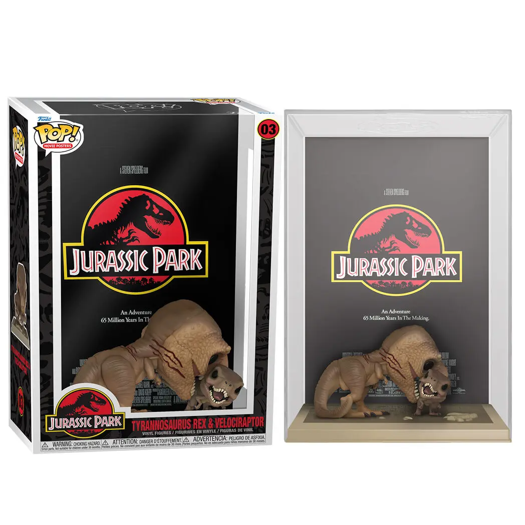 Jurassic Park POP! Plakat Filmowy & Figurka Tyrannosaurus Rex & Velociraptor 9 cm zdjęcie produktu