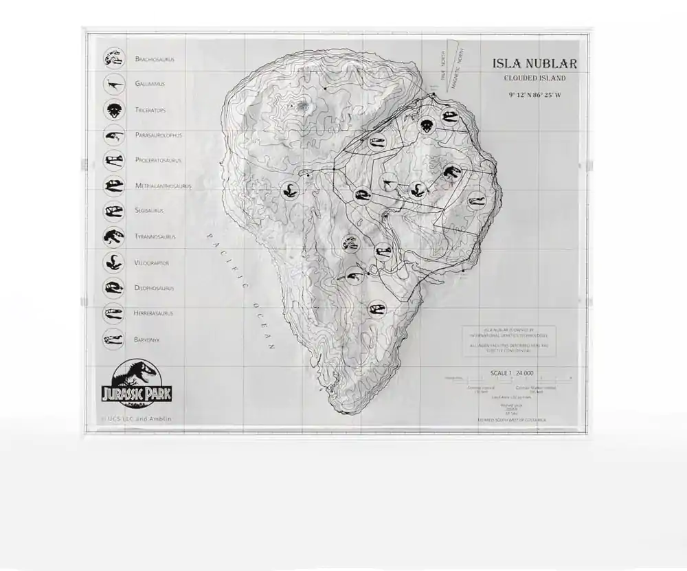 Mapa Topograficzna Parku Jurajskiego Isla Nublar zdjęcie produktu