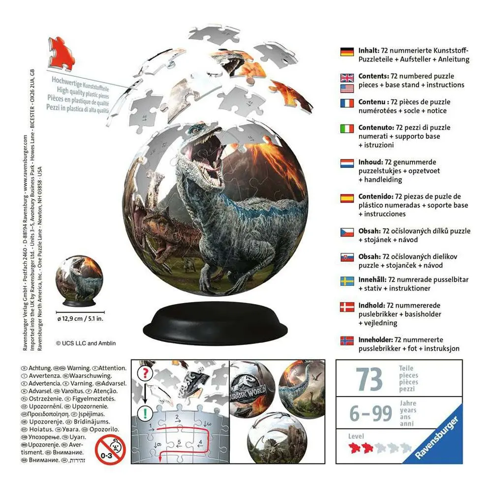 Jurassic World Puzzle Ball 3D (72 elementy) zdjęcie produktu