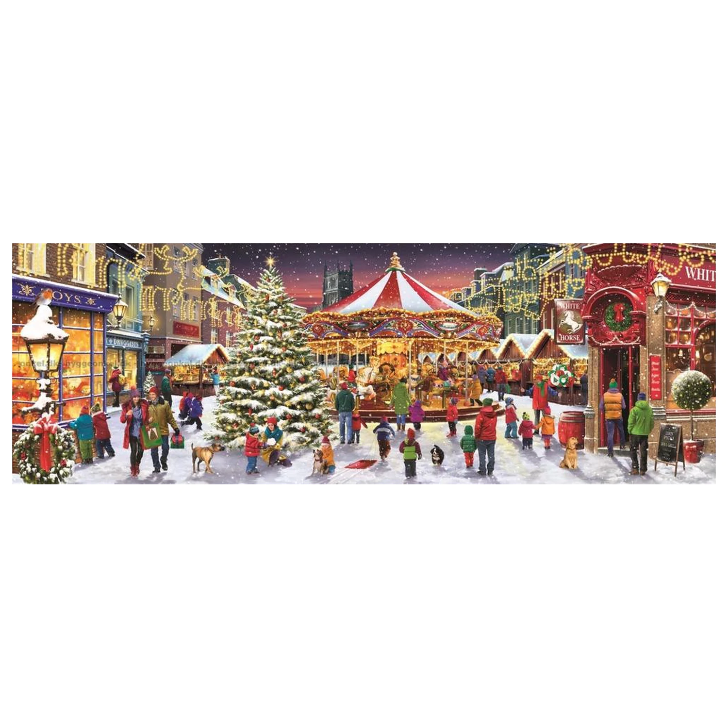 Christmas Village 1000-elementowe puzzle panoramiczne Clementoni zdjęcie produktu