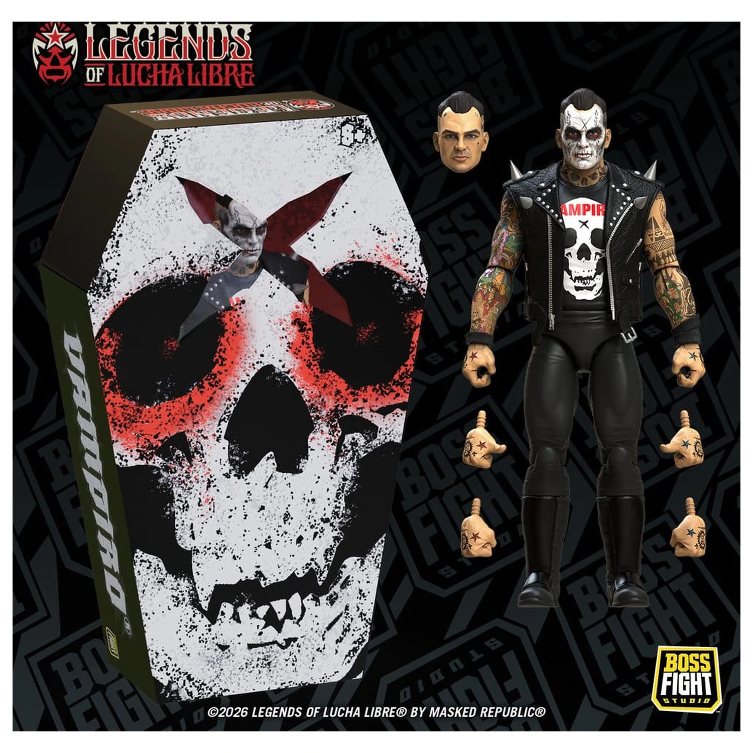 Figurka akcji Legends of Lucha Libre Fanaticos Vampiro Coffin Box Resurrected 15 cm zdjęcie produktu