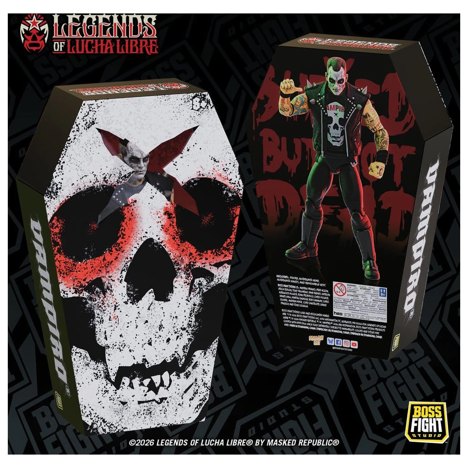 Figurka akcji Legends of Lucha Libre Fanaticos Vampiro Coffin Box Resurrected 15 cm zdjęcie produktu