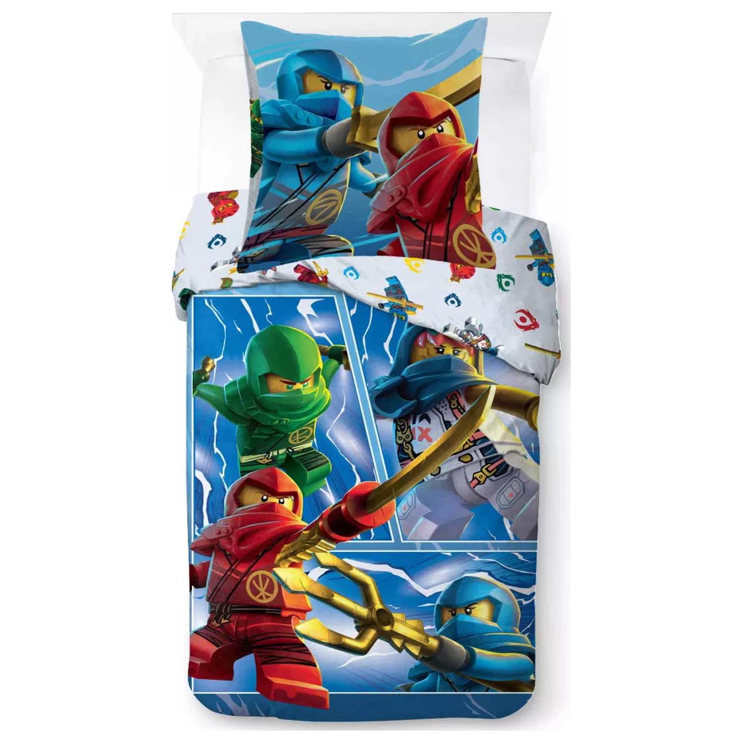 Lego Ninjago Warriors poszewka na kołdrę 140x200cm, poszewka na poduszkę 70x90cm zdjęcie produktu