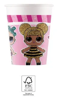 Kubki papierowe LOL Surprise Glitterati, 8 szt., 200 ml, FSC zdjęcie produktu