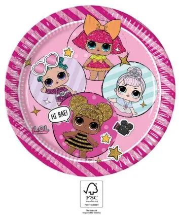 LOL Surprise Glitterati Talerze papierowe, opakowanie 8 sztuk, 23 cm, FSC zdjęcie produktu