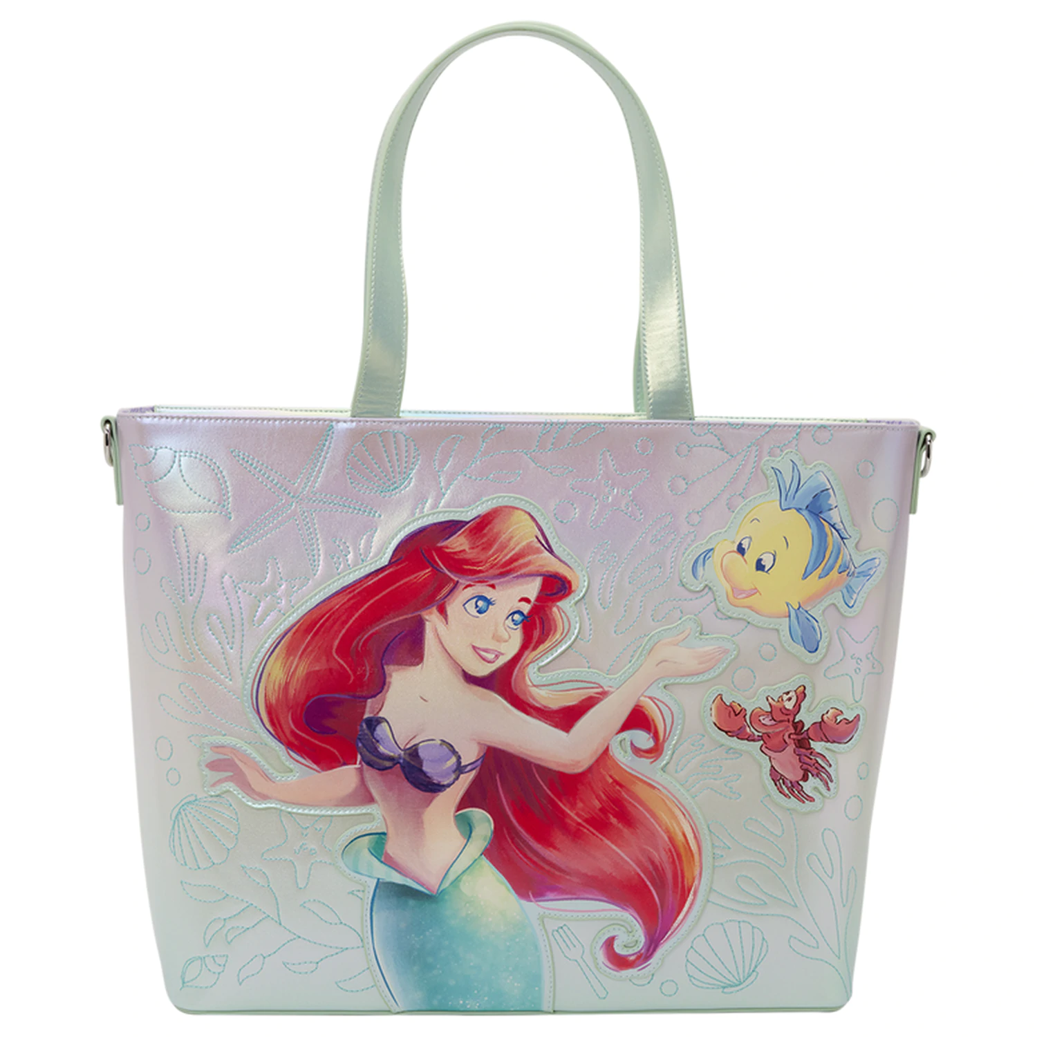Loungefly Disney The Little Mermaid Ariel, Flounder and Sebastian torba typu tote z sakiewką na monety zdjęcie produktu