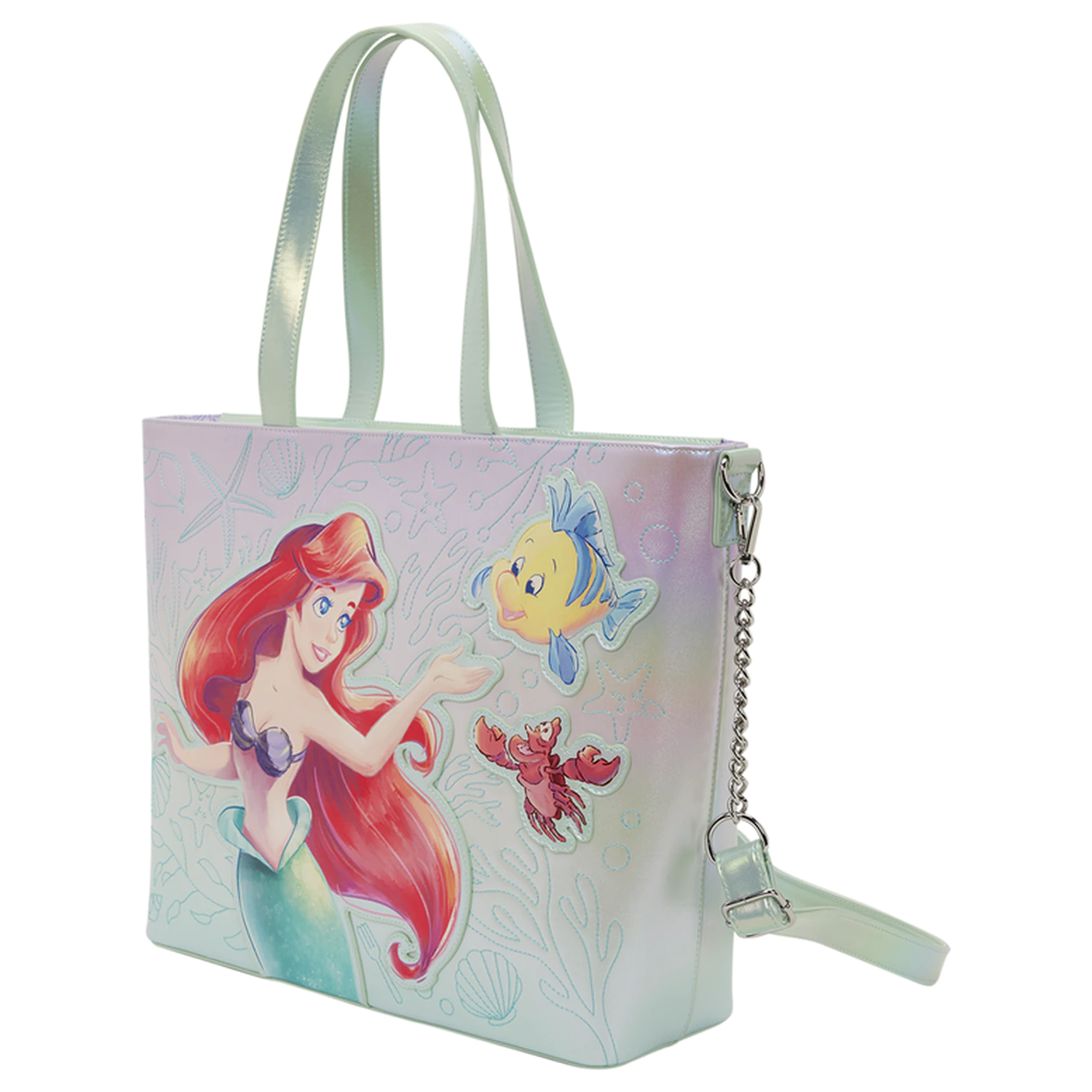 Loungefly Disney The Little Mermaid Ariel, Flounder and Sebastian torba typu tote z sakiewką na monety zdjęcie produktu