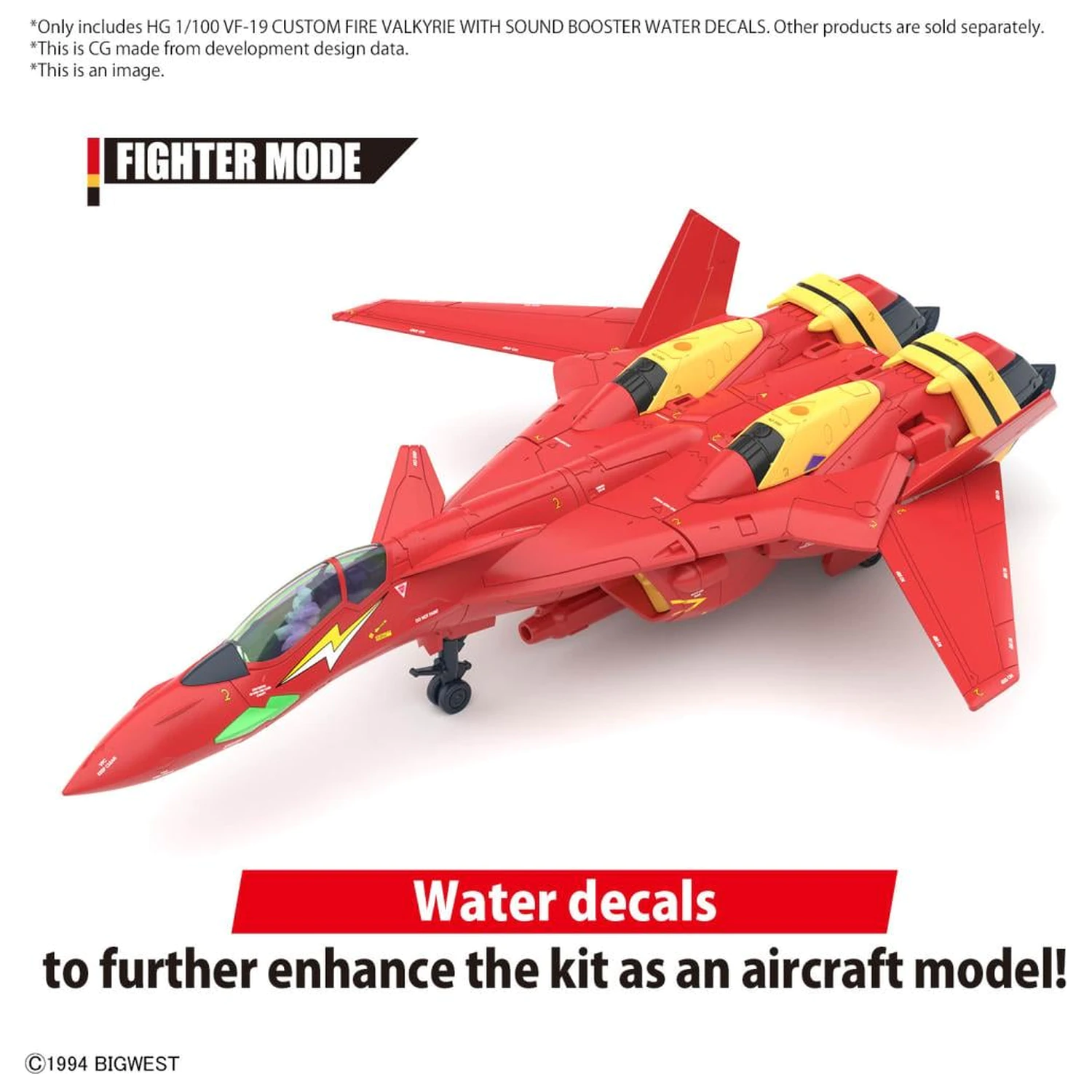 Macross HG 1/100 VF-19 Custom Fire Valkyrie kalkomanie wodne zestaw modelarski zdjęcie produktu