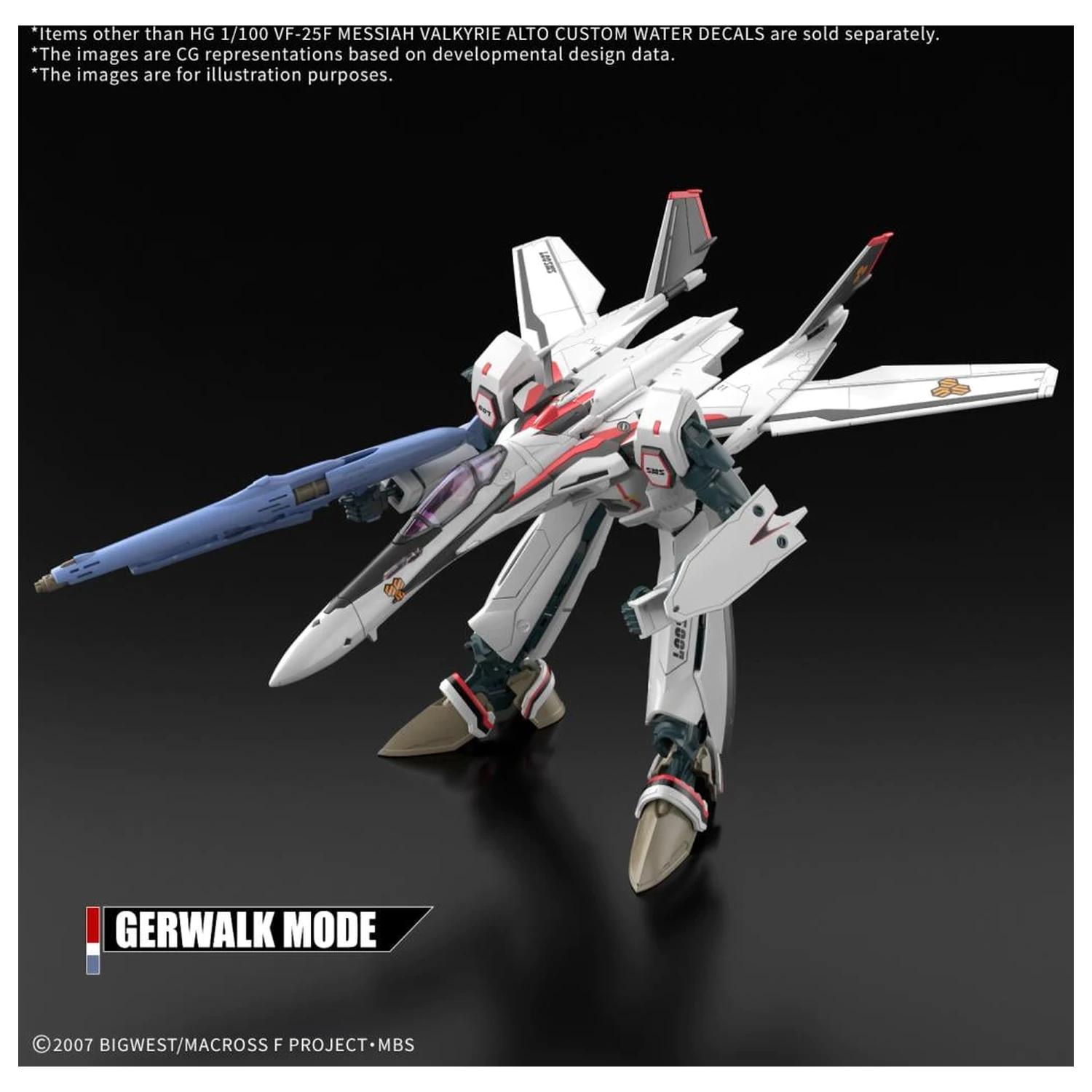 Macross HG 1/100 VF-25F Messiah Valkyrie Kalkomanie Wodne Model Zestaw zdjęcie produktu