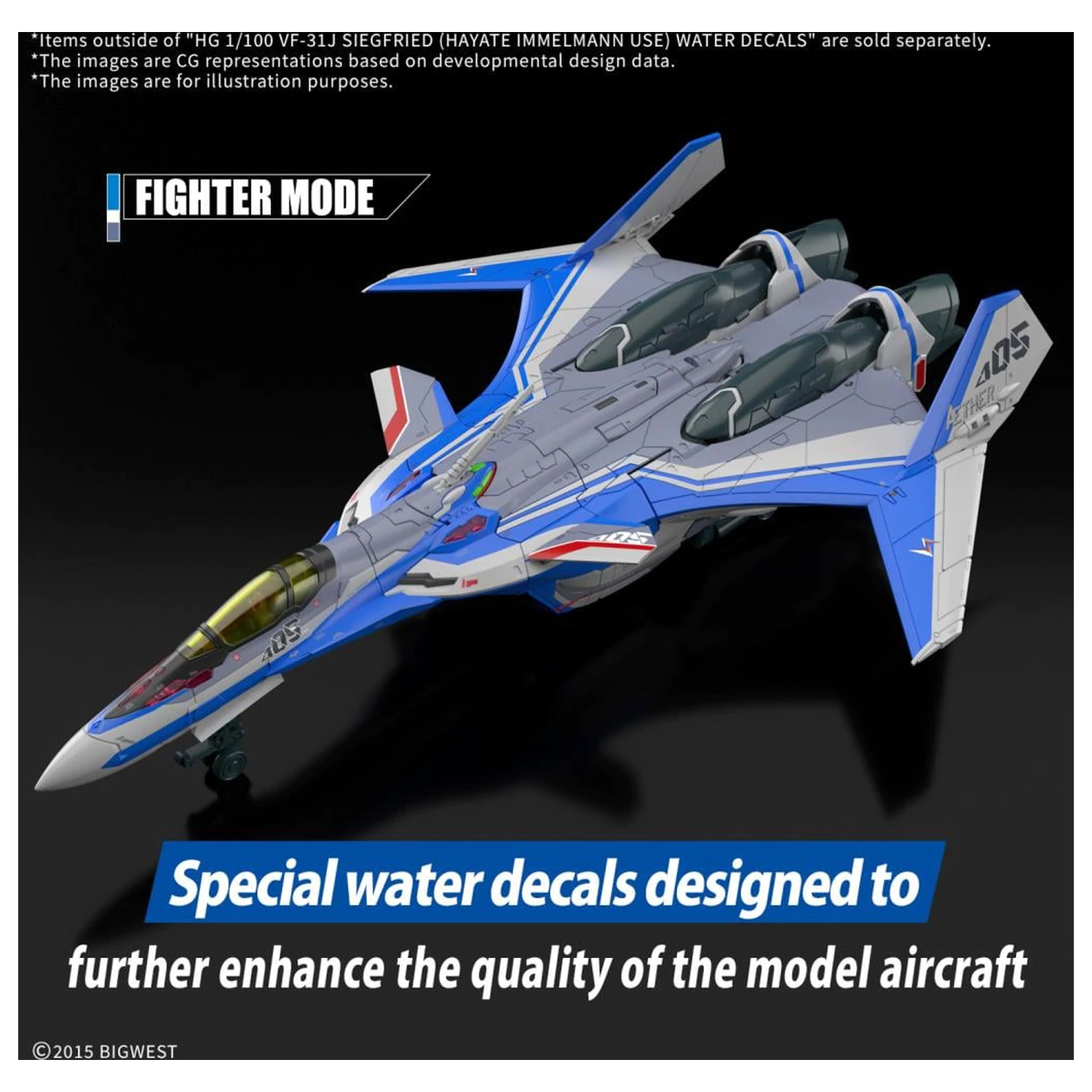 Macross HG 1/100 VF-31J Siegfried (Hayate Use) kalkomania wodna - zestaw modelarski zdjęcie produktu