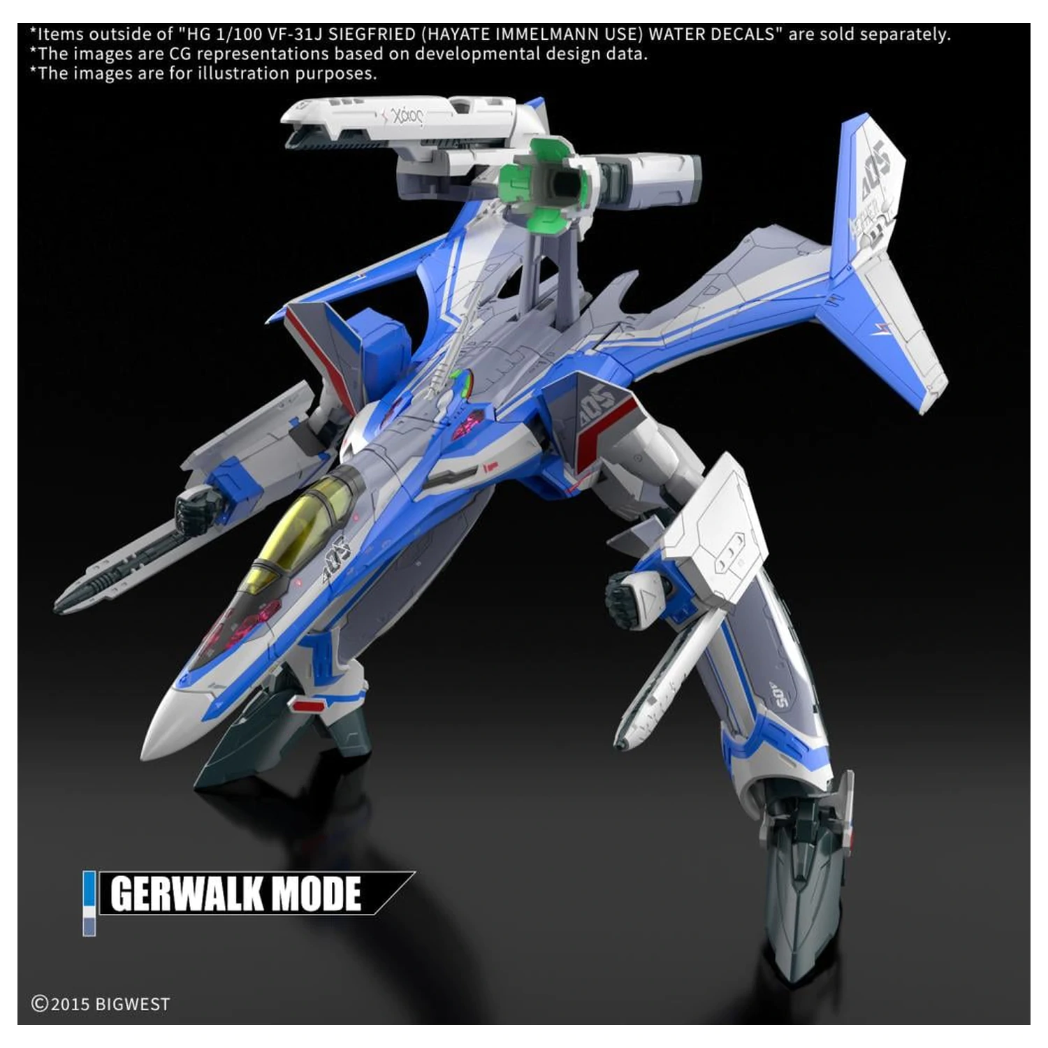 Macross HG 1/100 VF-31J Siegfried (Hayate Use) kalkomania wodna - zestaw modelarski zdjęcie produktu