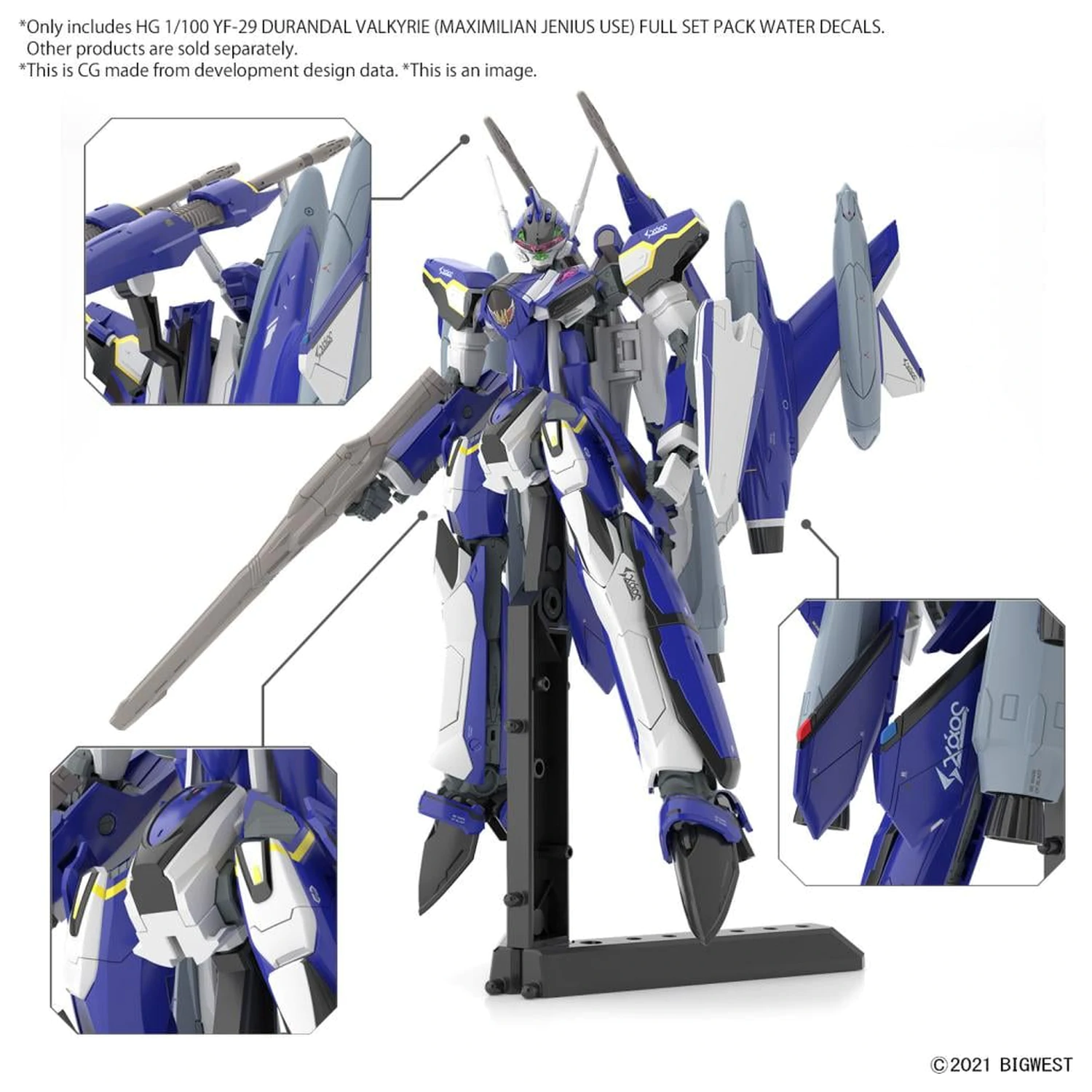 Macross HG 1/100 YF-29 Durandal Valkyrie Pełny Zestaw Wodnych Naklejek Zestaw Modelowy zdjęcie produktu