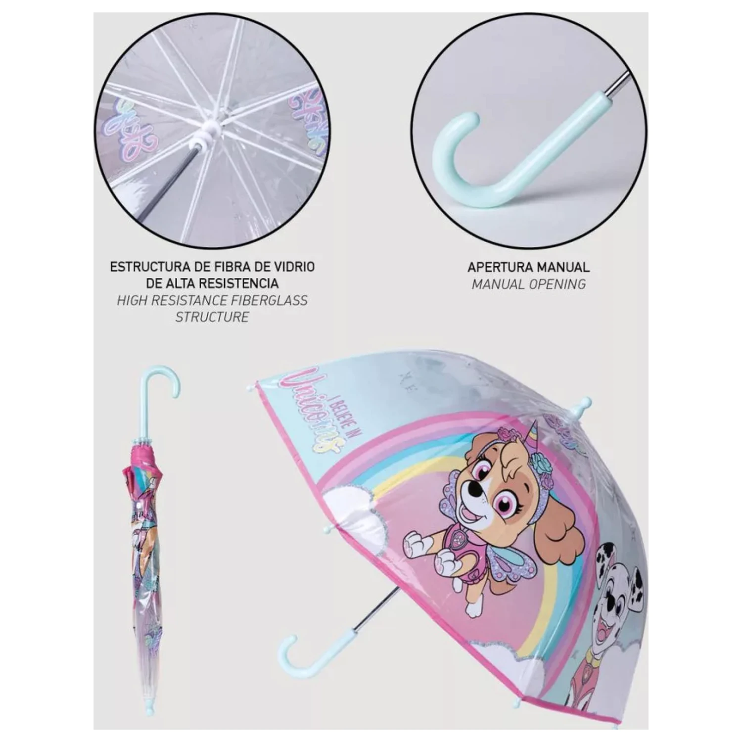 Paw Patrol Believe in Unicorns Przezroczysta parasolka dla dzieci zdjęcie produktu