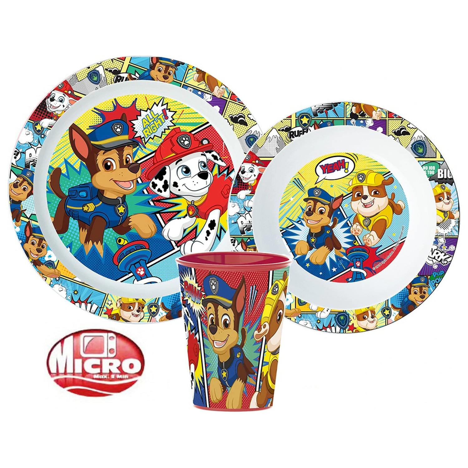 Zestaw obiadowy Paw Patrol Comic, zestaw z mikro plastiku, z kubkiem 260 ml zdjęcie produktu