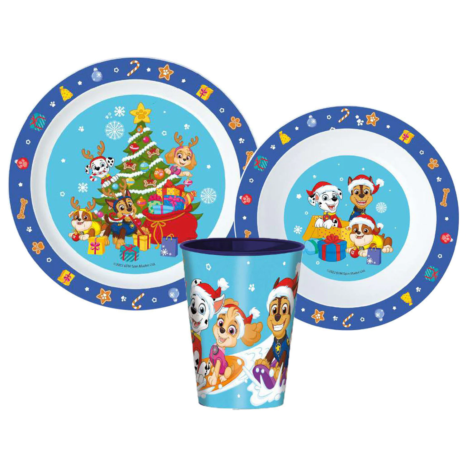 PAW Patrol świąteczny bożonarodzeniowy zestaw zastawy stołowej, Micro Plastic Zestaw, ze szklanką 260 ml zdjęcie produktu