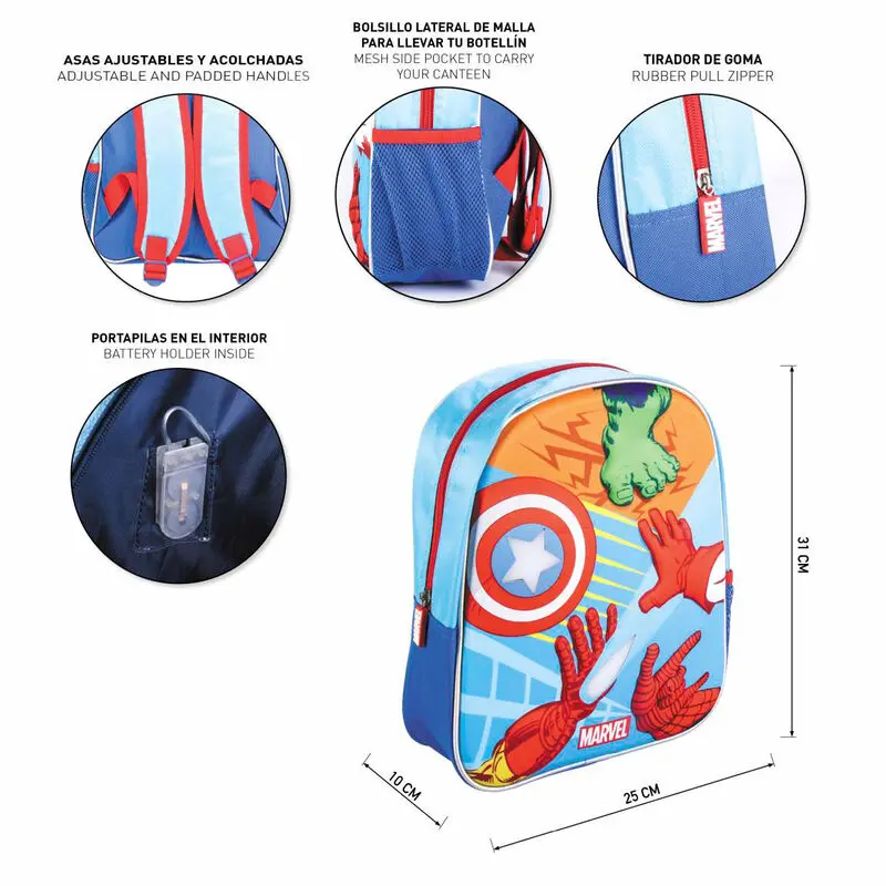 Plecak 3D Marvel Avengers z lampkami 31 cm zdjęcie produktu
