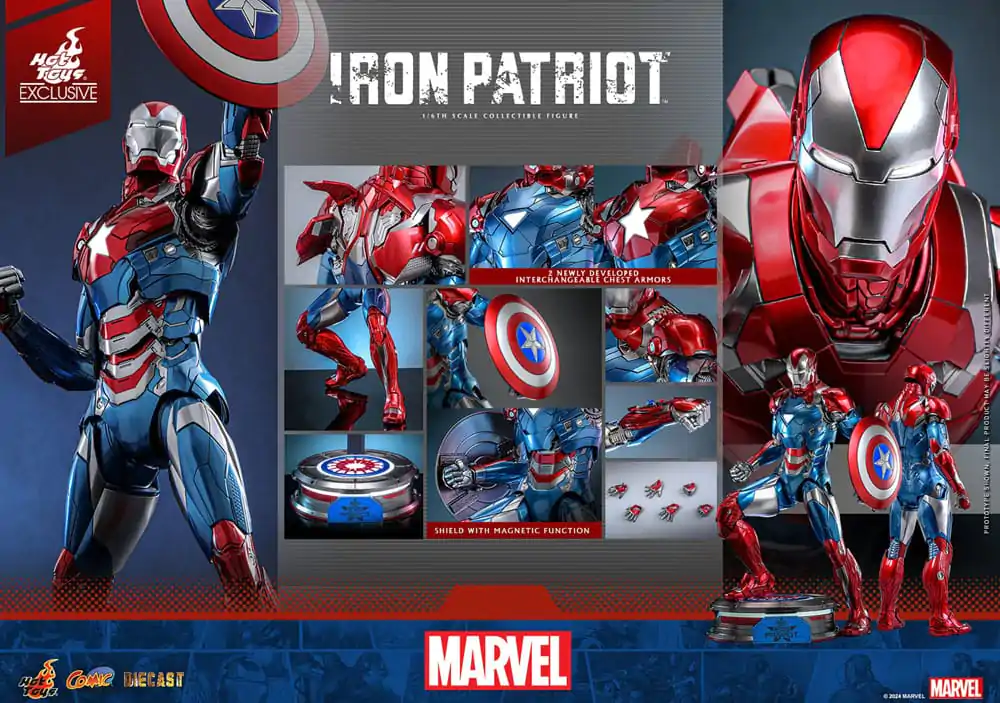 Marvel Comic Diecast Masterpiece Figurka Akcji 1/6 Iron Patriot Hot Toys Exclusive 32 cm zdjęcie produktu