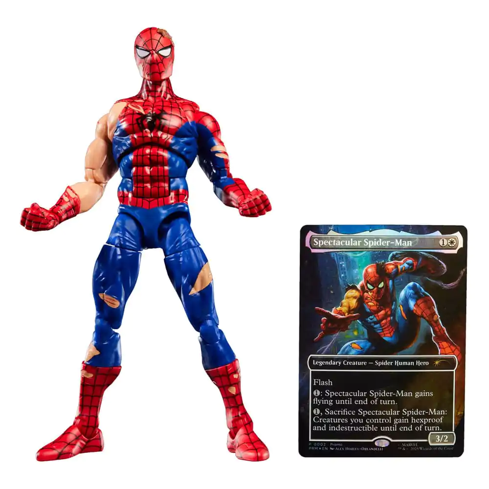 Marvel Legends Magic: The Gathering Figurka akcji Battle-Damaged Spider-Man (plus Ekskluzywna Karta Folia) 15 cm zdjęcie produktu
