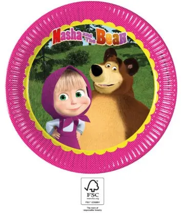 Masha and the Bear Papierowe talerze 8 sztuk 23 cm FSC zdjęcie produktu
