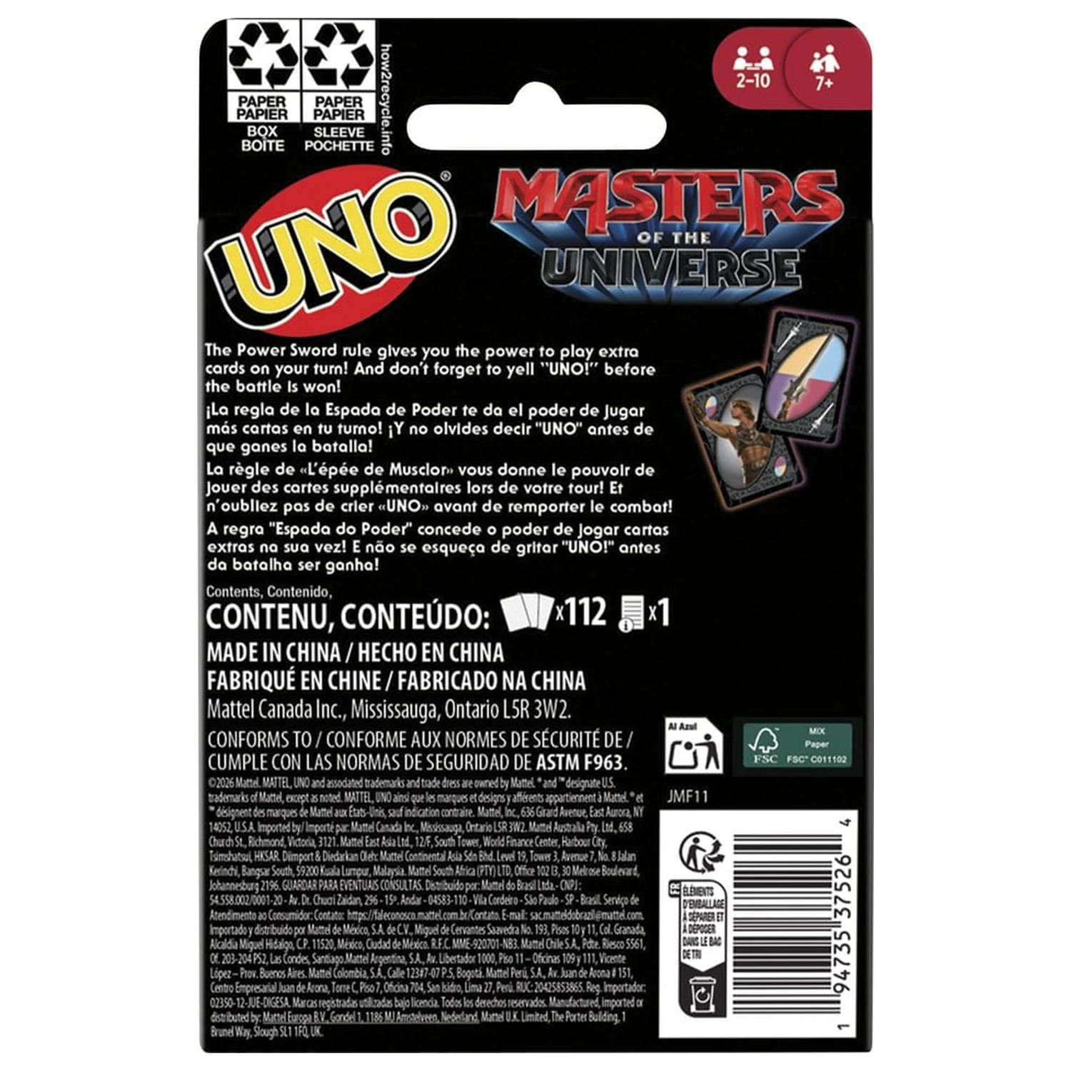 Masters of the Universe 2026 Movie UNO Card Game zdjęcie produktu