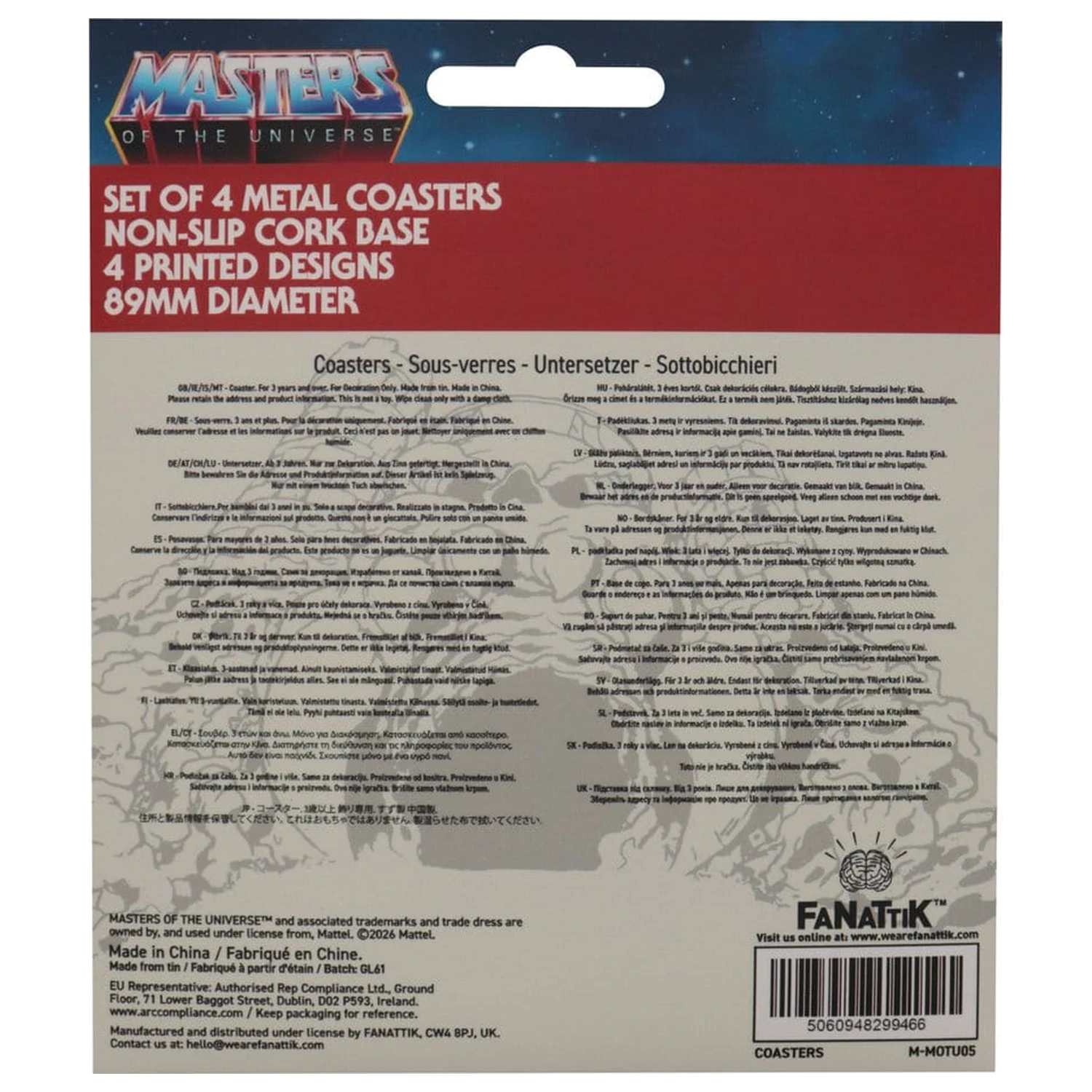 Masters of the Universe Podstawki 4-pak z Nadrukowanego Metalu zdjęcie produktu