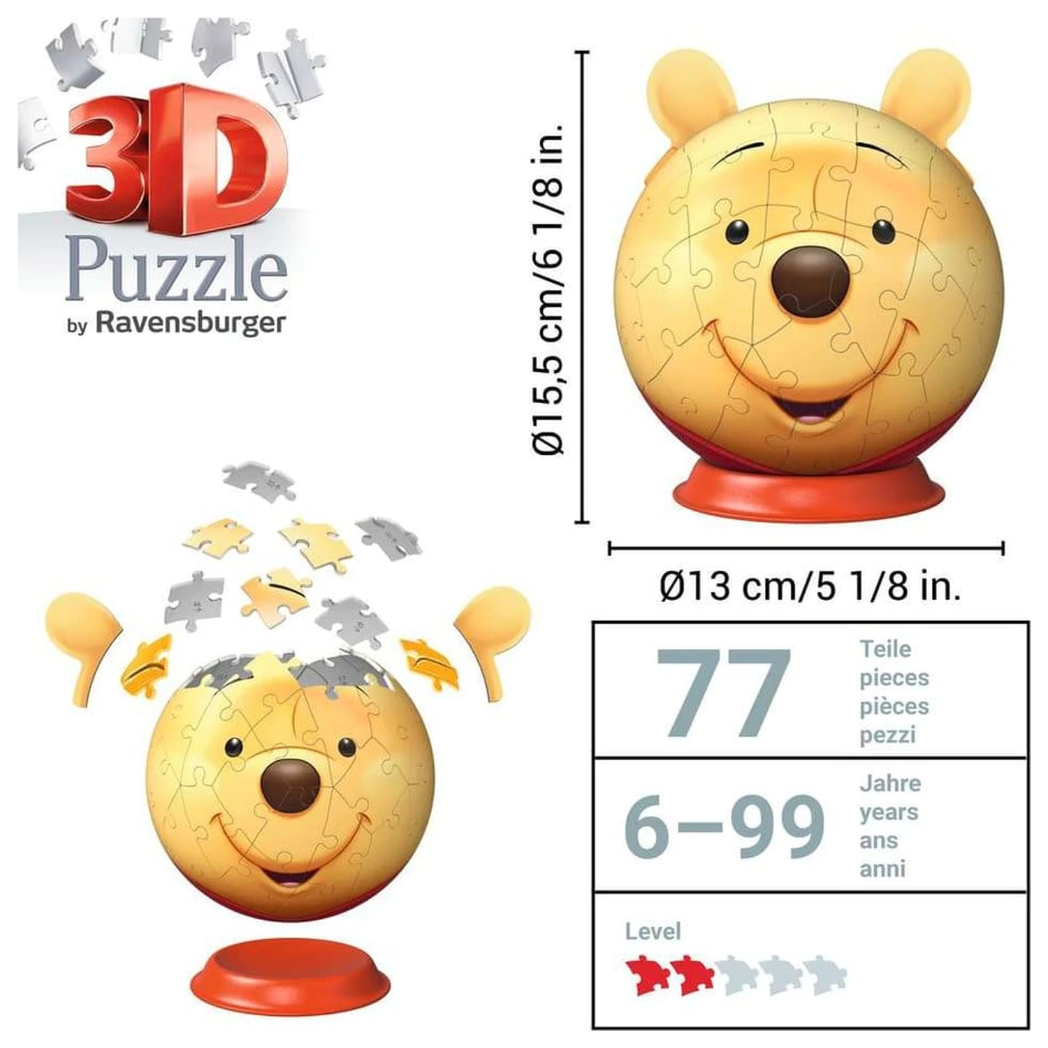 Winnie the Pooh piłka puzzle 3D z uszami (77 sztuk) zdjęcie produktu