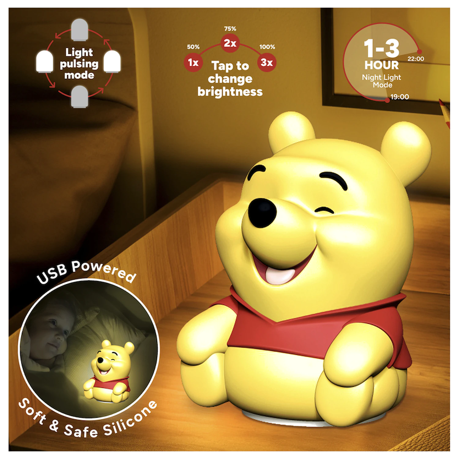 Winnie the Pooh 'SquishyGlo' Dekoracyjna Lampa Akumulatorowa zdjęcie produktu