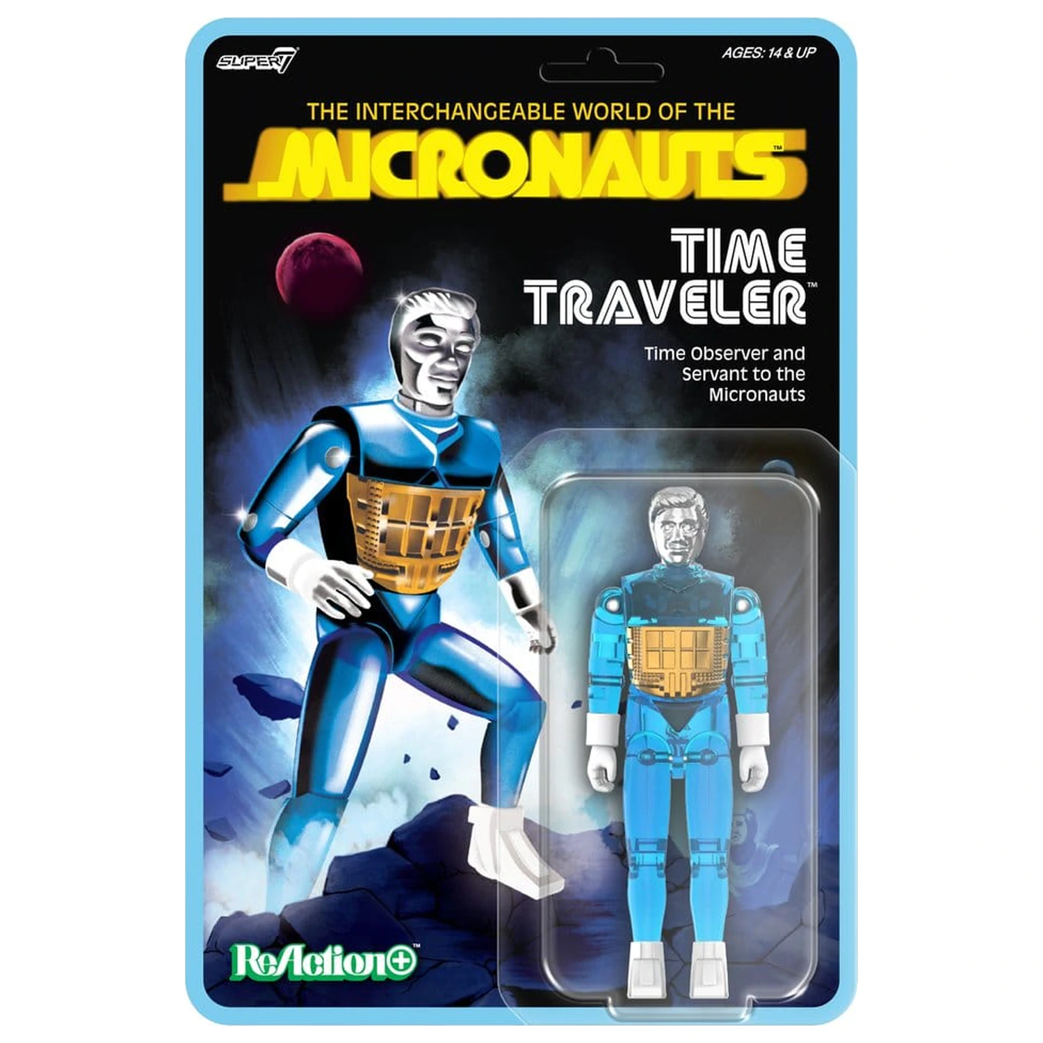 Micronauts ReAction+ figurka akcji Wave 03 Time Traveler (przeźroczysty niebieski) 10 cm zdjęcie produktu