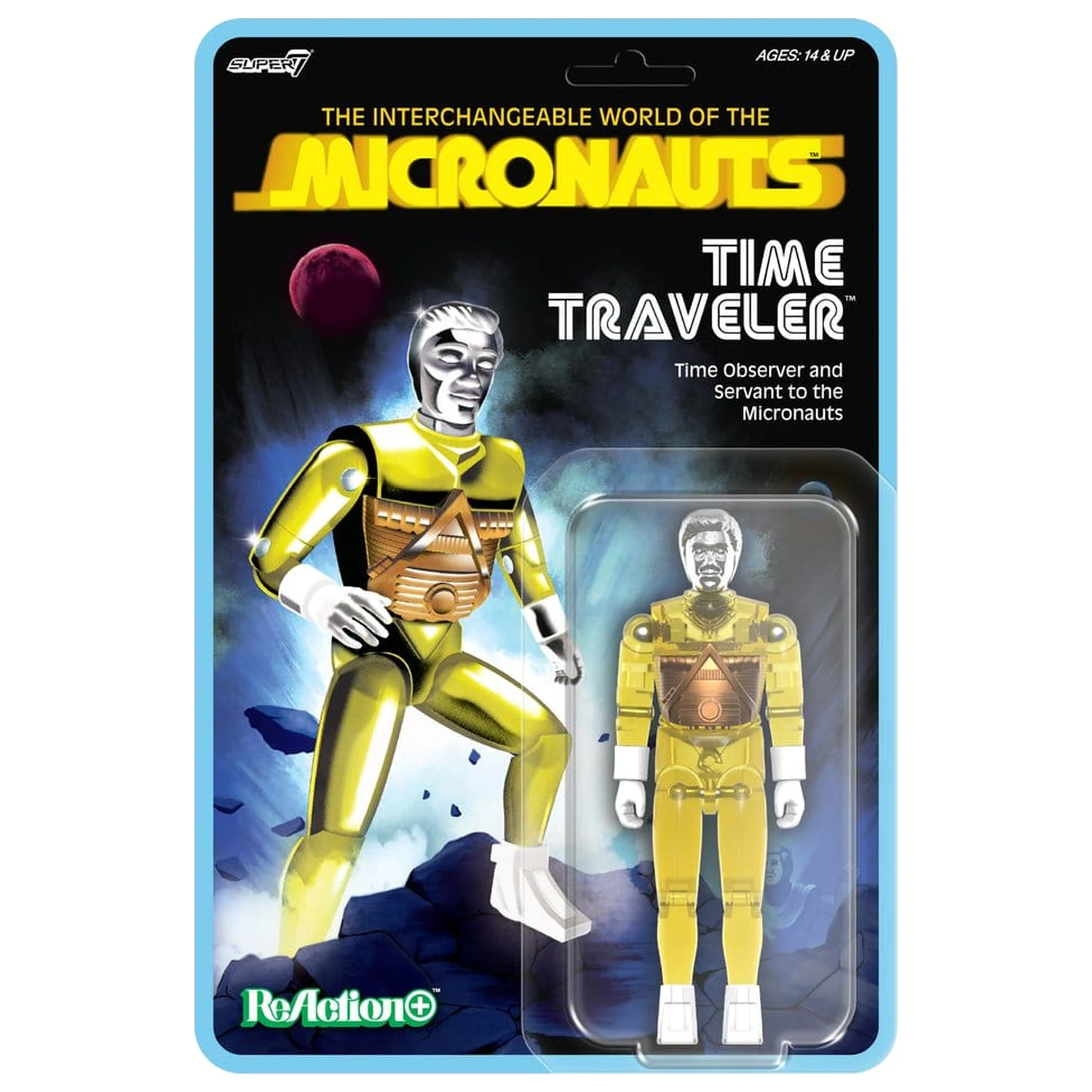 Micronauts ReAction+ figurka akcji Wave 03 Time Traveler (prześwitujący żółty) 10 cm zdjęcie produktu