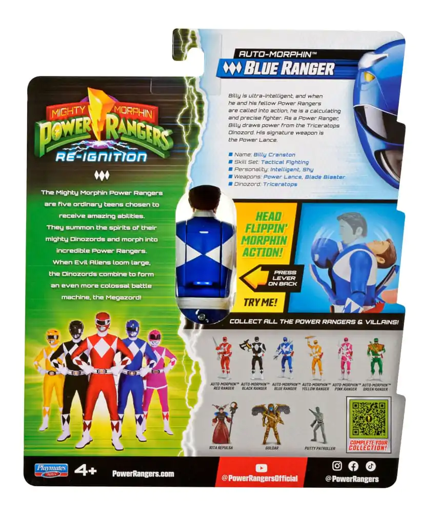Mighty Morphin Power Rangers Figurka Akcji Auto-Morphin Blue Ranger 12 cm zdjęcie produktu