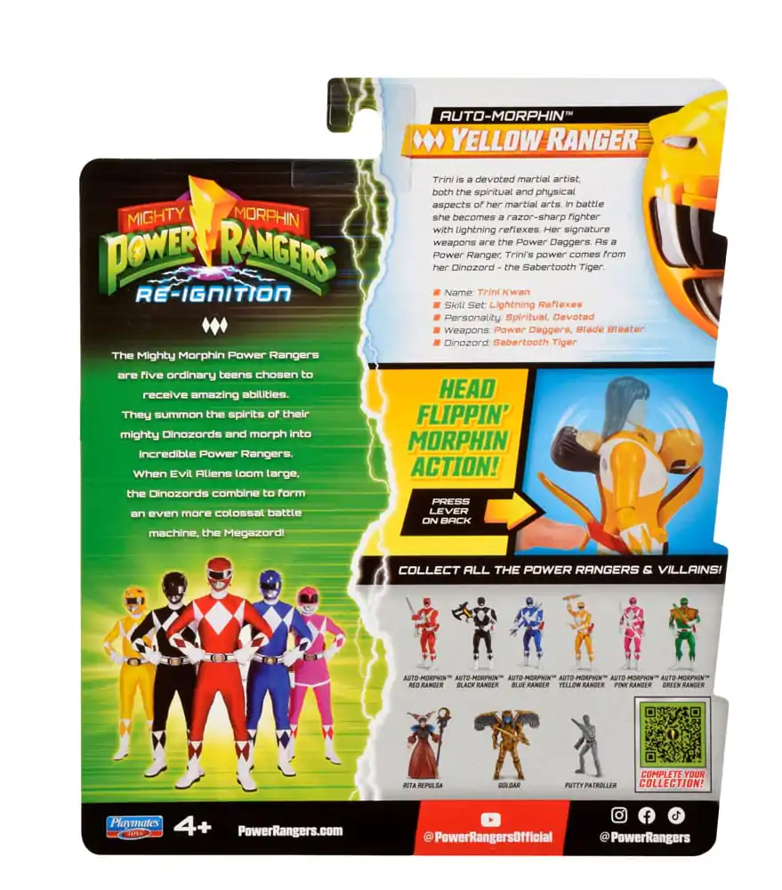Mighty Morphin Power Rangers Figurka Akcji Auto-Morphin Yellow Ranger 12 cm zdjęcie produktu