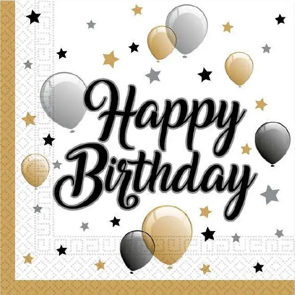 Milestone, serwetki Happy Birthday, 20 szt., 33x33 cm zdjęcie produktu