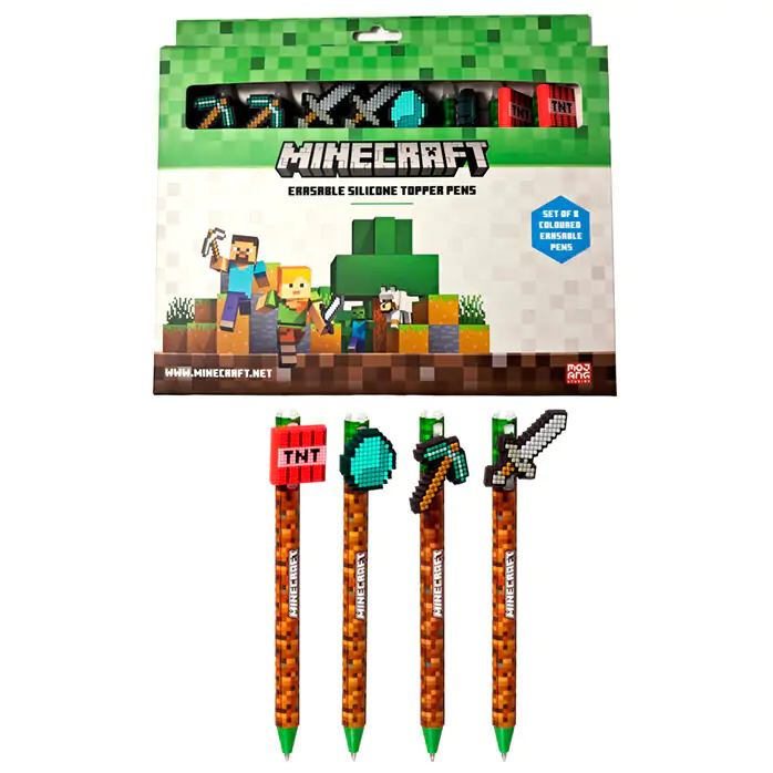 Zestaw 8 kolorowych, wymazywalnych długopisów Minecraft zdjęcie produktu