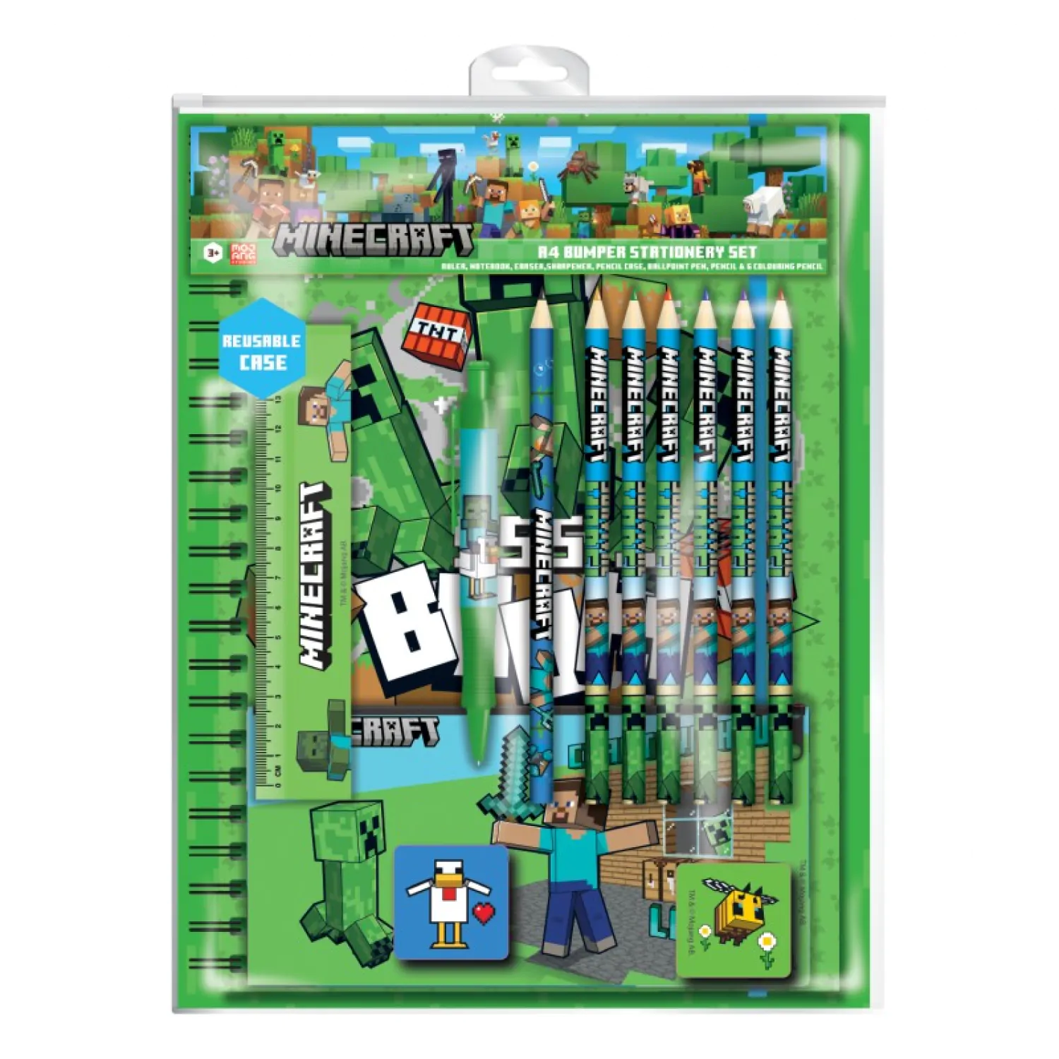 Minecraft 12-częściowy Zestaw Artykułów Papierniczych A4 Bumper zdjęcie produktu