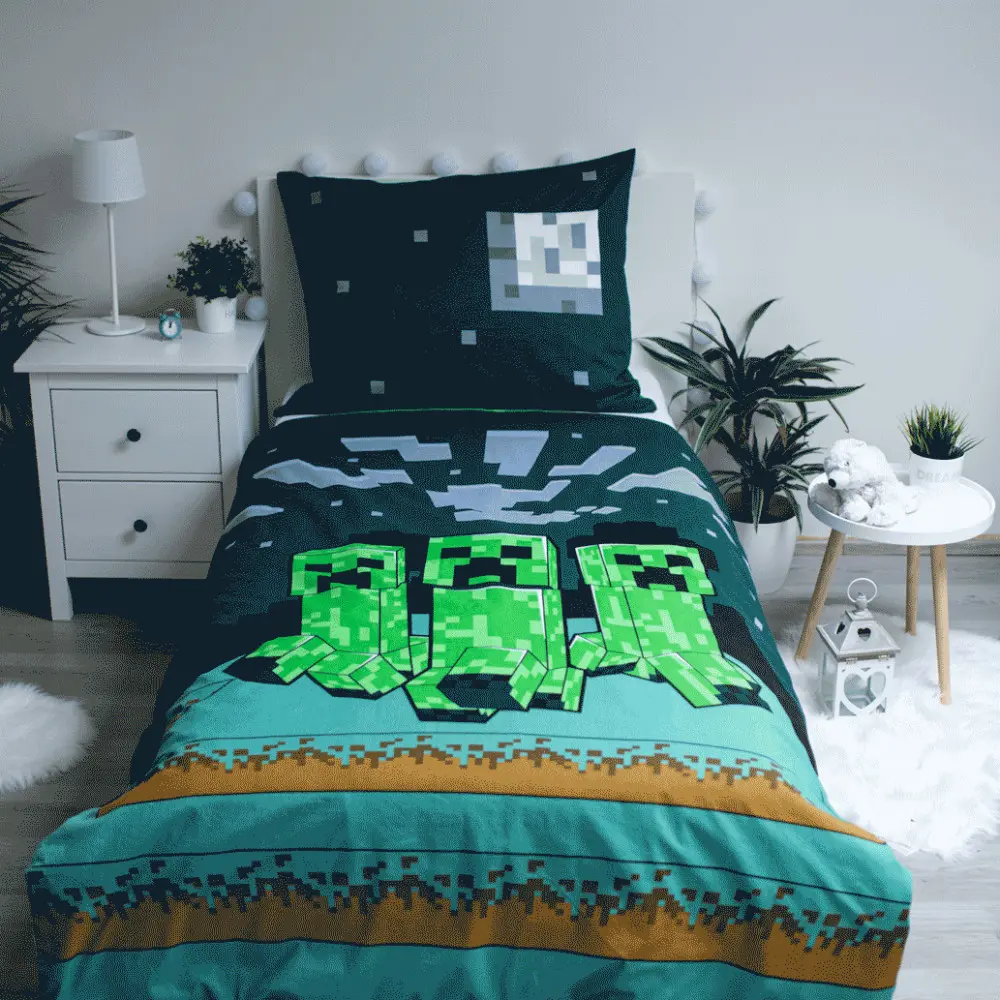 Minecraft Zestaw Poszewek na Kołdrę 140x200cm, Poszewka na Poduszkę 70x90cm zdjęcie produktu