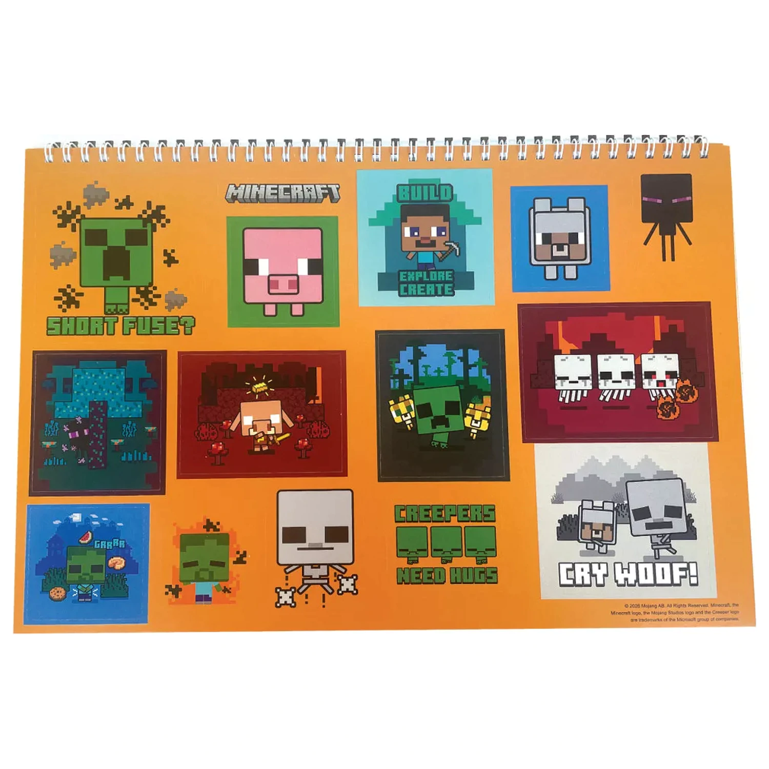 Minecraft Creepers Need Hugs A/4 Szkicownik spiralny z 40 naklejkami zdjęcie produktu