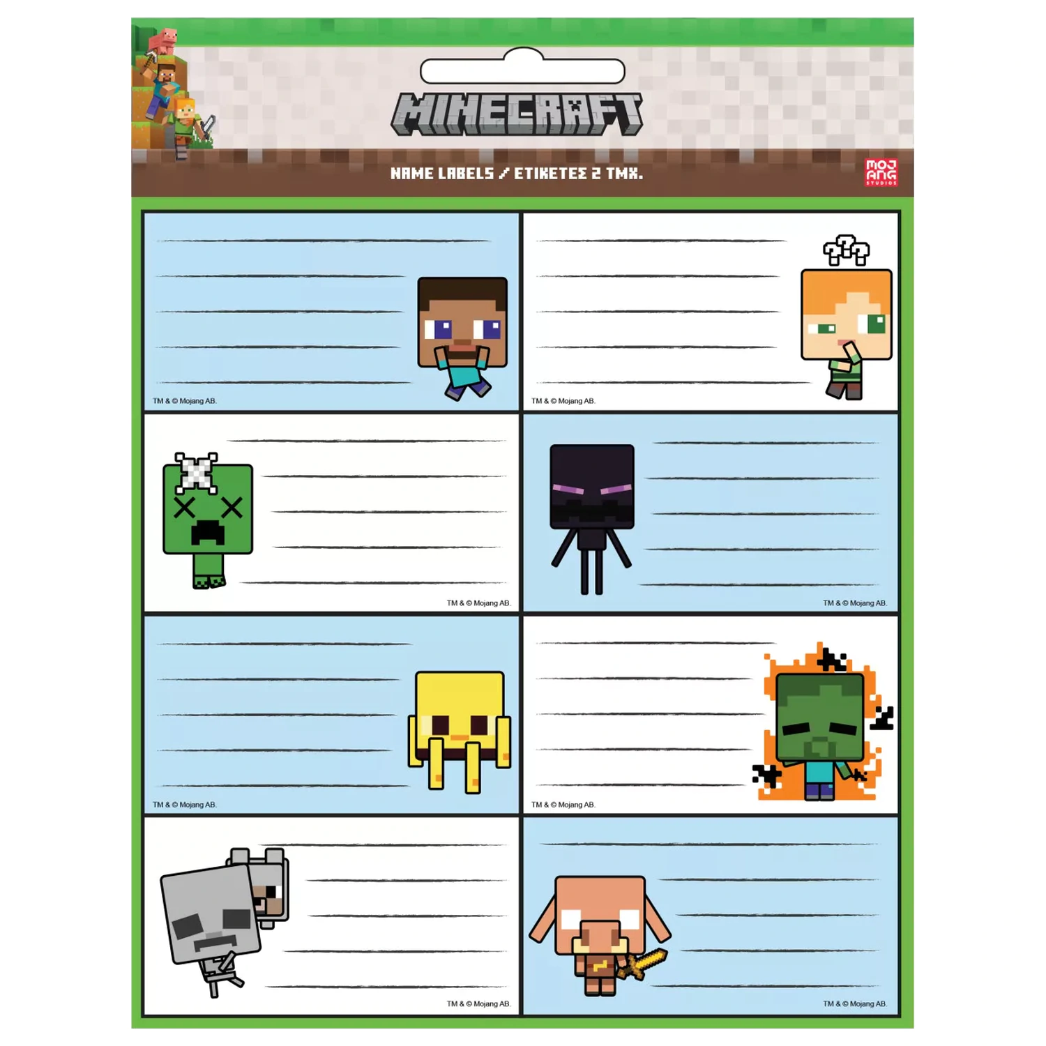 Minecraft Creepers Need Hugs Etykiety na zeszyty – zestaw 16 sztuk zdjęcie produktu