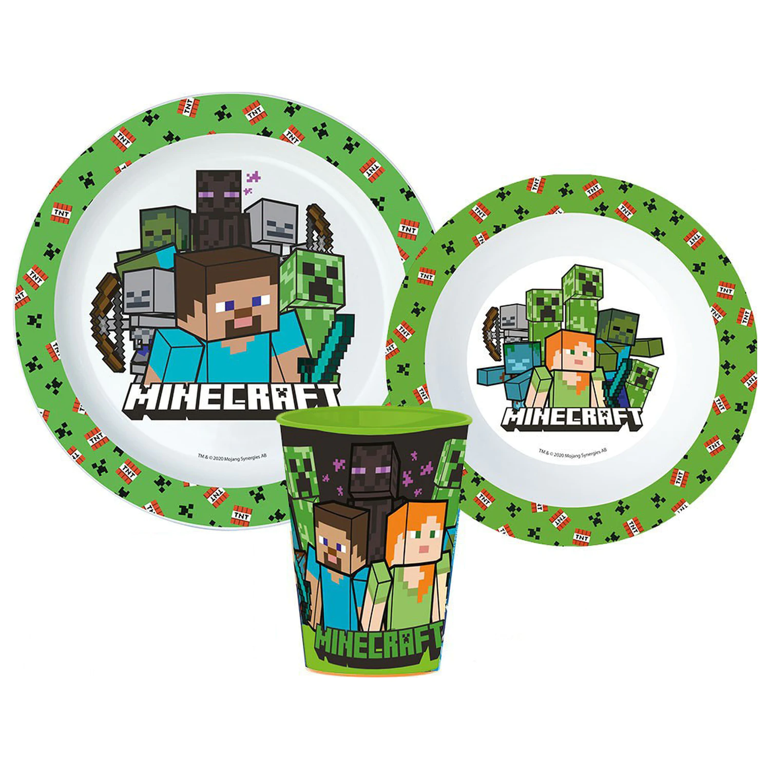Minecraft Pixelcraft Zestaw naczyń stołowych, Micro Plastic Zestaw ze szklanką 260 ml zdjęcie produktu