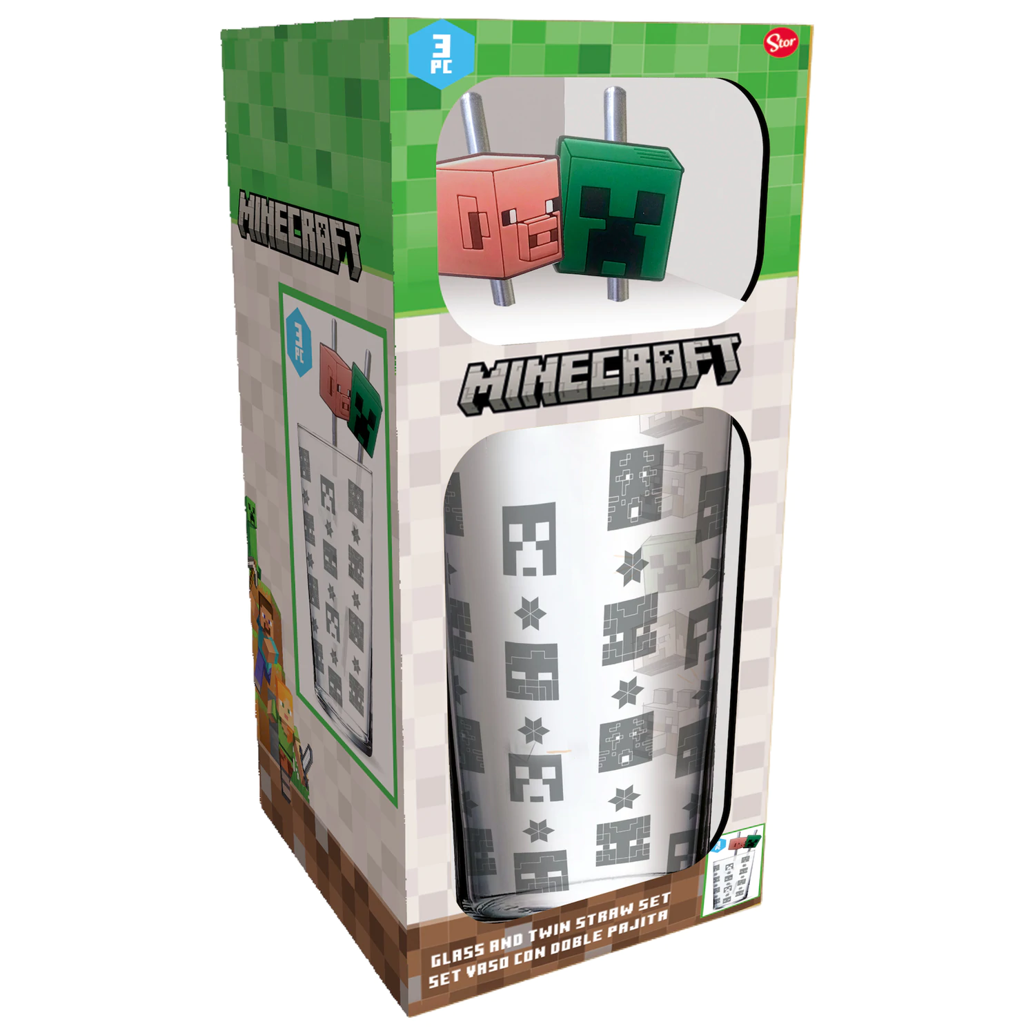 Minecraft szklany tumbler ze słomkami zdjęcie produktu