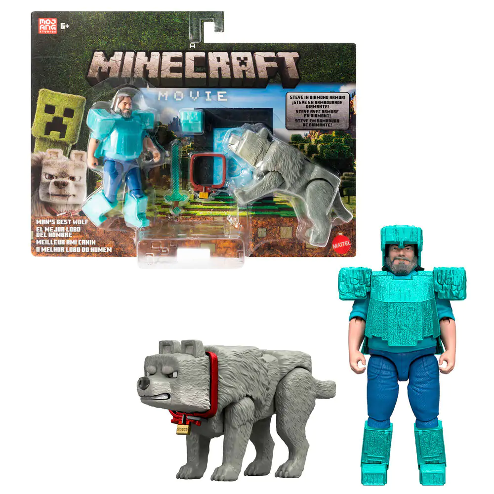 Minecraft The Movie Steve & Wolf zestaw 2 figurki zdjęcie produktu