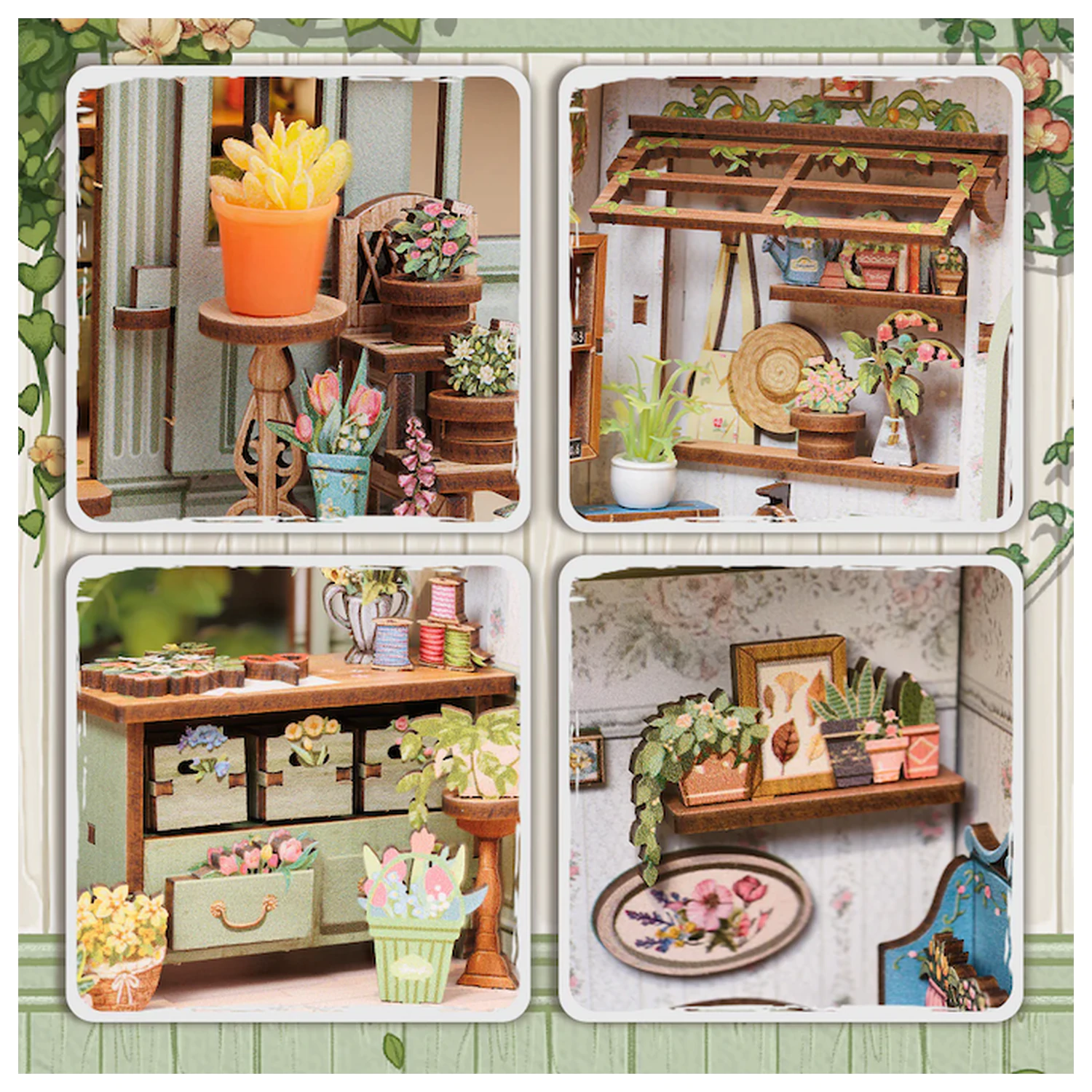 MINIATURE HOUSE DIY Zielone Życie Księgarnia 196 części + zestaw konstrukcyjny z oświetleniem LED zdjęcie produktu