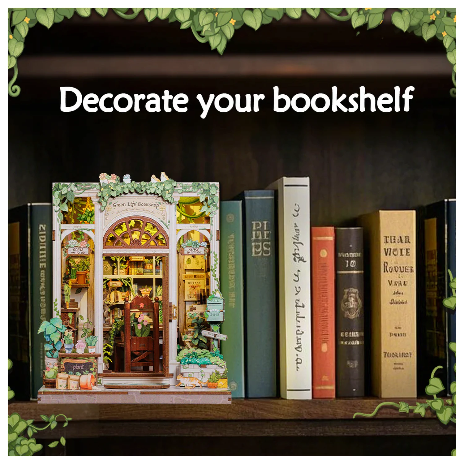 MINIATURE HOUSE DIY Zielone Życie Księgarnia 196 części + zestaw konstrukcyjny z oświetleniem LED zdjęcie produktu