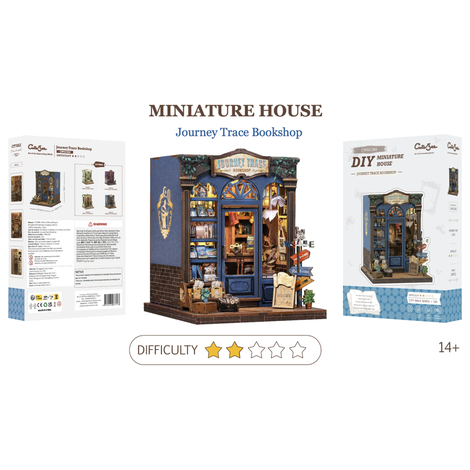 MINIATURE HOUSE DIY Journey Trace Bookshop 241 części + zestaw konstrukcyjny z oświetleniem LED zdjęcie produktu