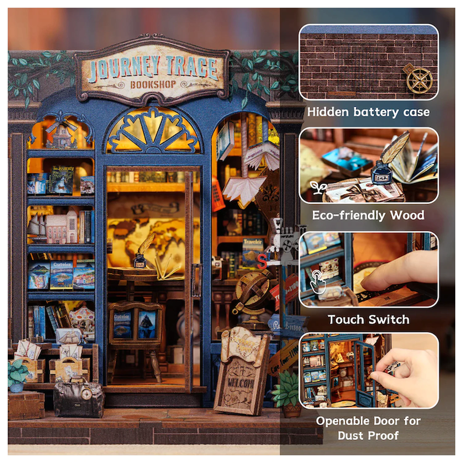 MINIATURE HOUSE DIY Journey Trace Bookshop 241 części + zestaw konstrukcyjny z oświetleniem LED zdjęcie produktu