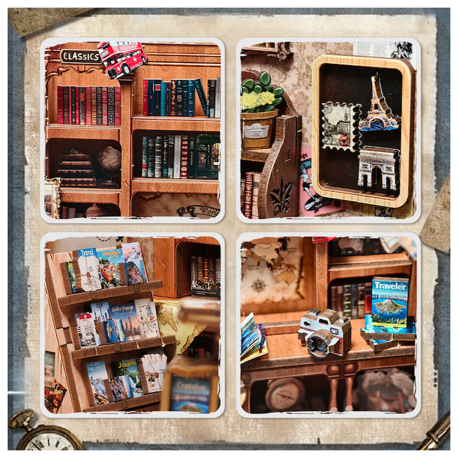 MINIATURE HOUSE DIY Journey Trace Bookshop 241 części + zestaw konstrukcyjny z oświetleniem LED zdjęcie produktu