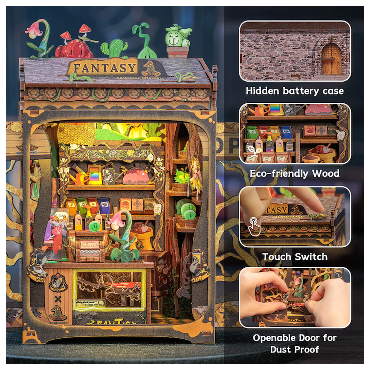 MINIATUROWY DOM DIY Sklep z Roślinami Fantasy 146 elementów + zestaw konstrukcyjny ze światłem LED zdjęcie produktu