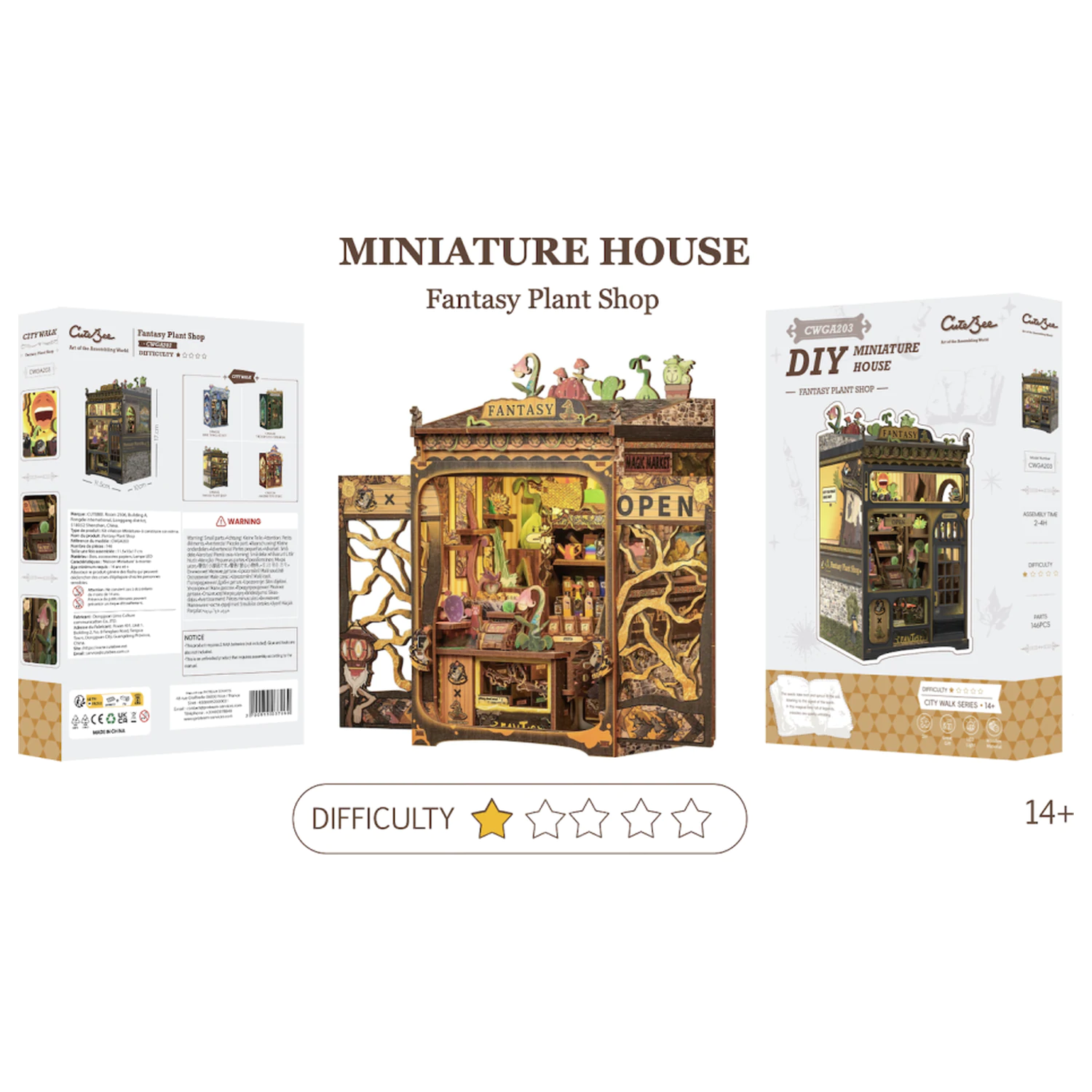 MINIATUROWY DOM DIY Sklep z Roślinami Fantasy 146 elementów + zestaw konstrukcyjny ze światłem LED zdjęcie produktu