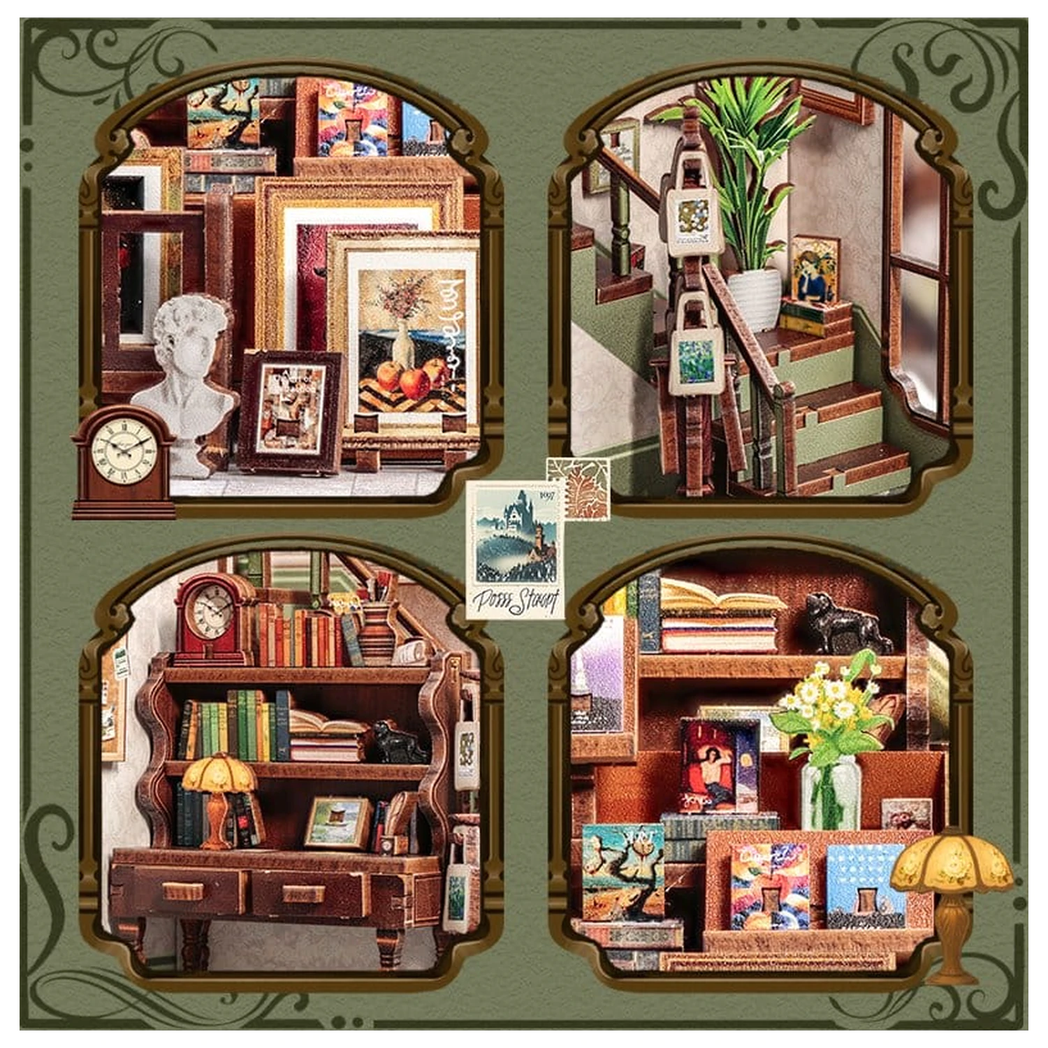 Miniaturowy model domku zestaw Galeria Księgarnia 20 x 16 cm zdjęcie produktu